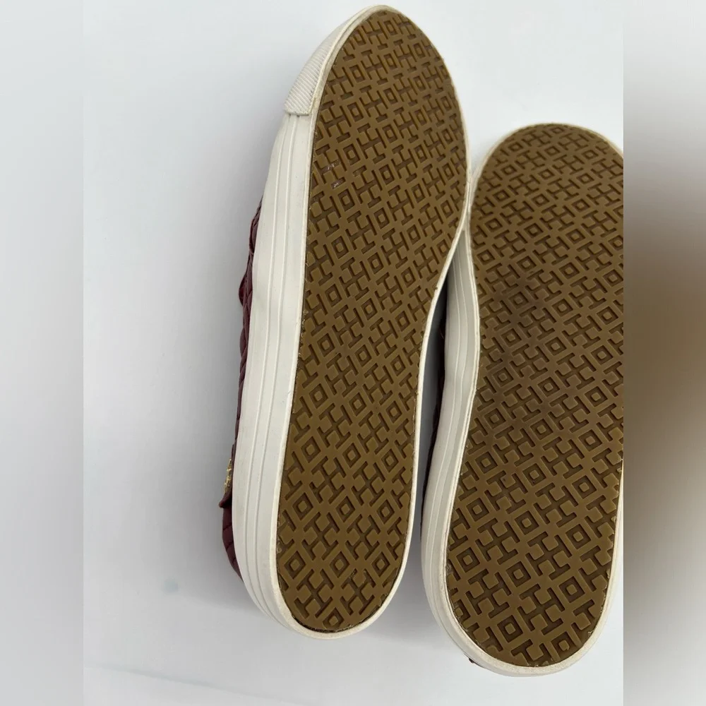 Tory Burch Womens Quilted Slip-On Sneakers Burgundy Wine Size 9 - Picture 11 of 14